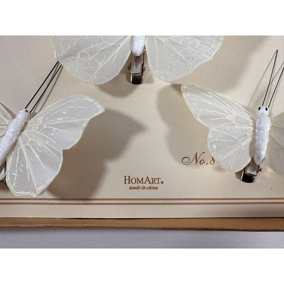 Vintage‎ Set Of 8 by HomArt  White Rice Paper Butterfly Ornaments With Clips - Picture 6 of 8